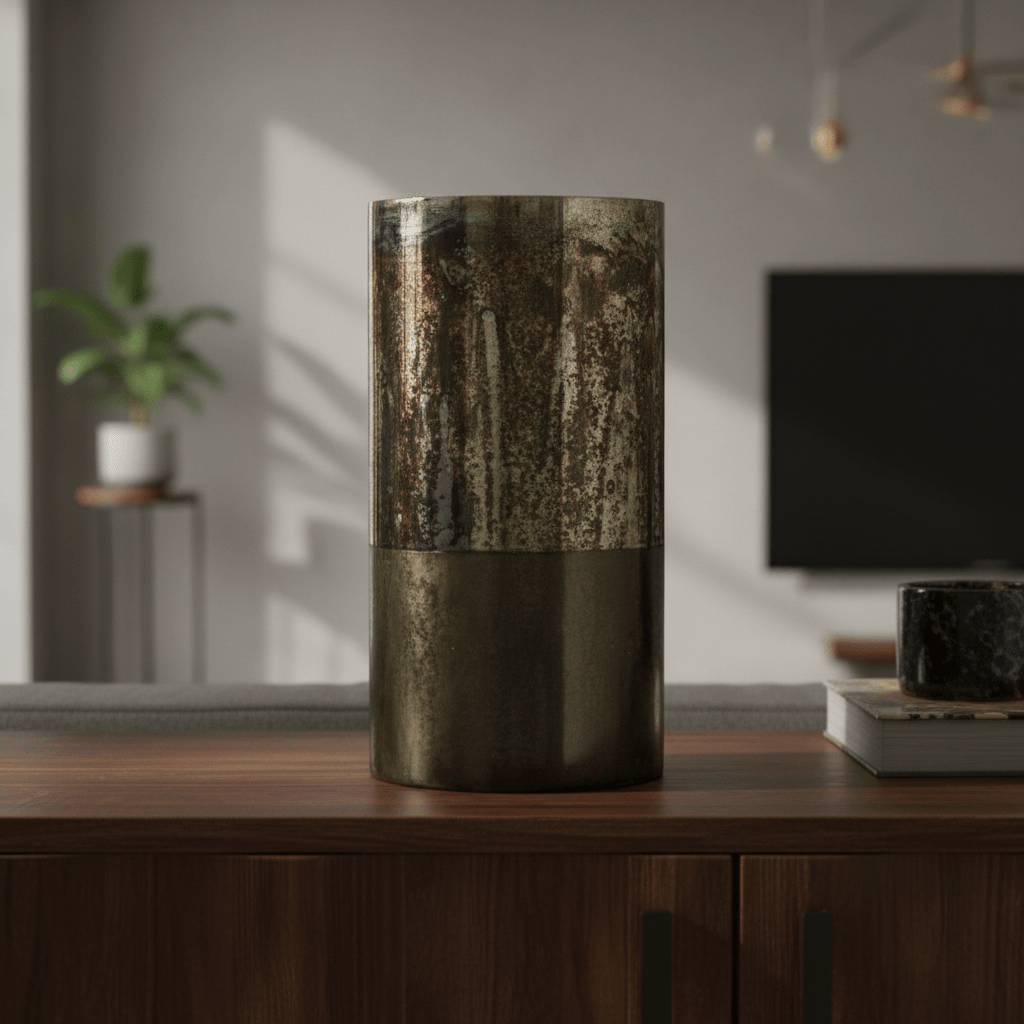 Gaia Antique Effect Black Glass Large Vase