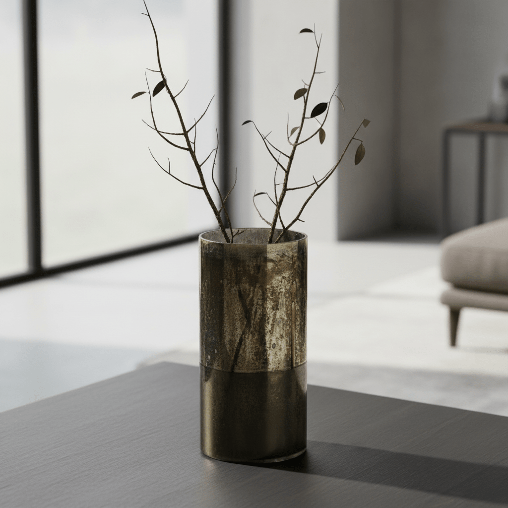 Gaia Antique Effect Black Glass Large Vase
