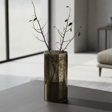 Gaia Antique Effect Black Glass Large Vase