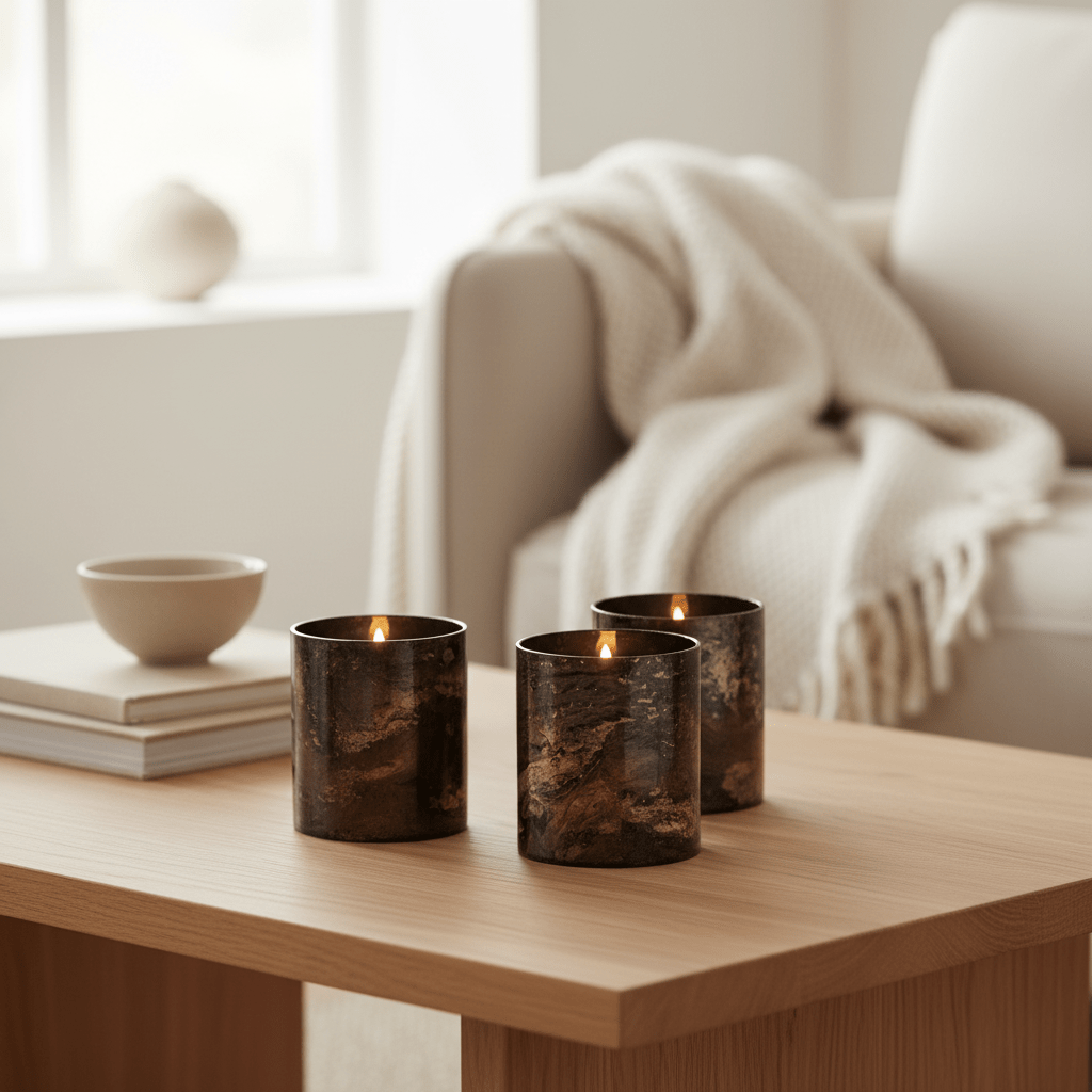 Gaia Set Of 3 Black And Gold Tealight Holders