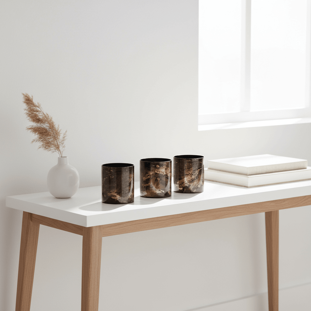 Gaia Set Of 3 Black And Gold Tealight Holders