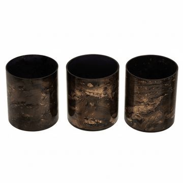 Gaia Set Of 3 Black And Gold Tealight Holders