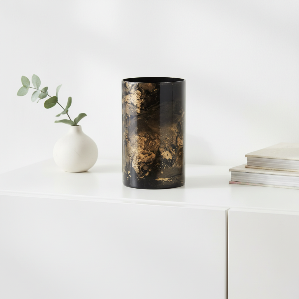 Gaia Black And Gold Large Candle Holder