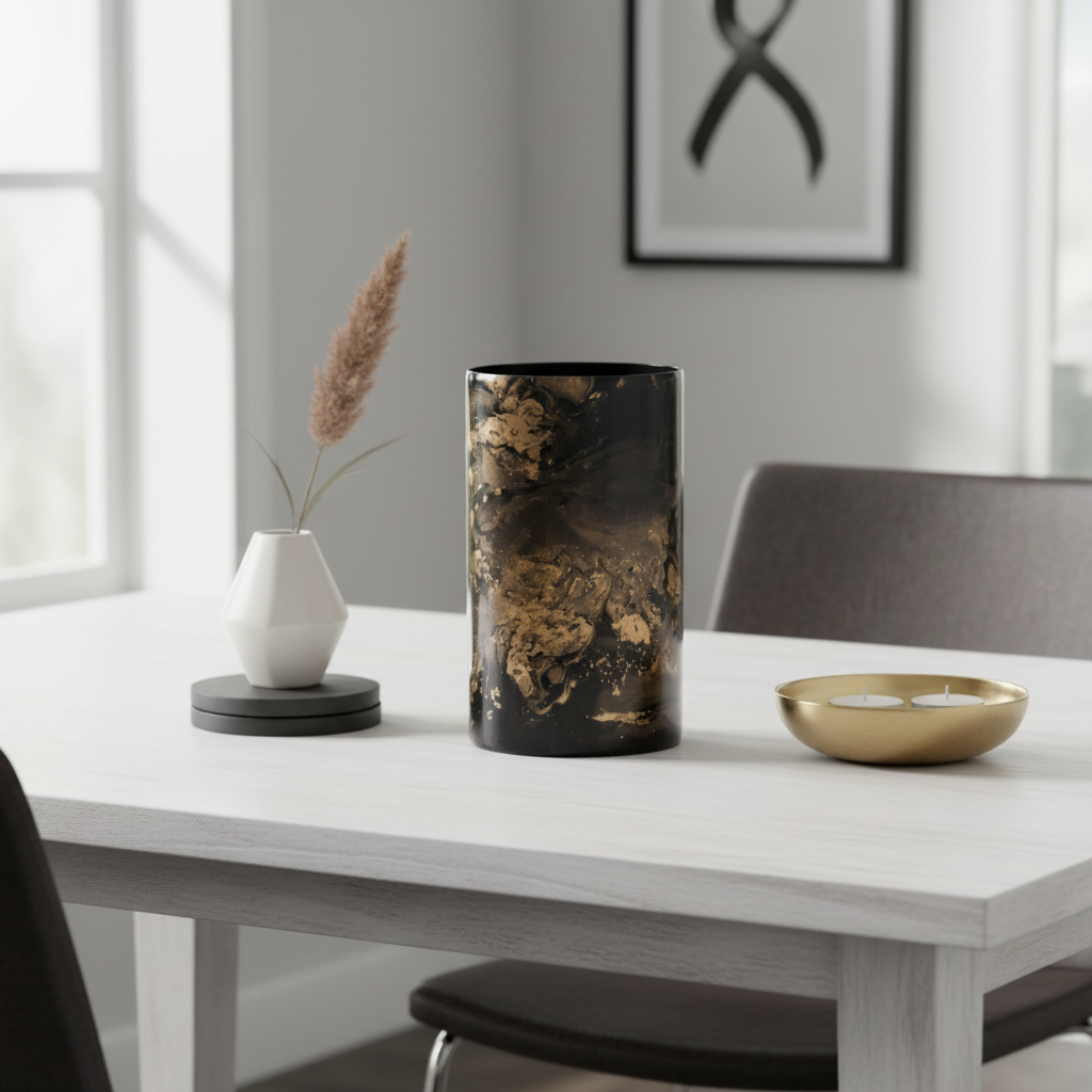 Gaia Black And Gold Large Candle Holder