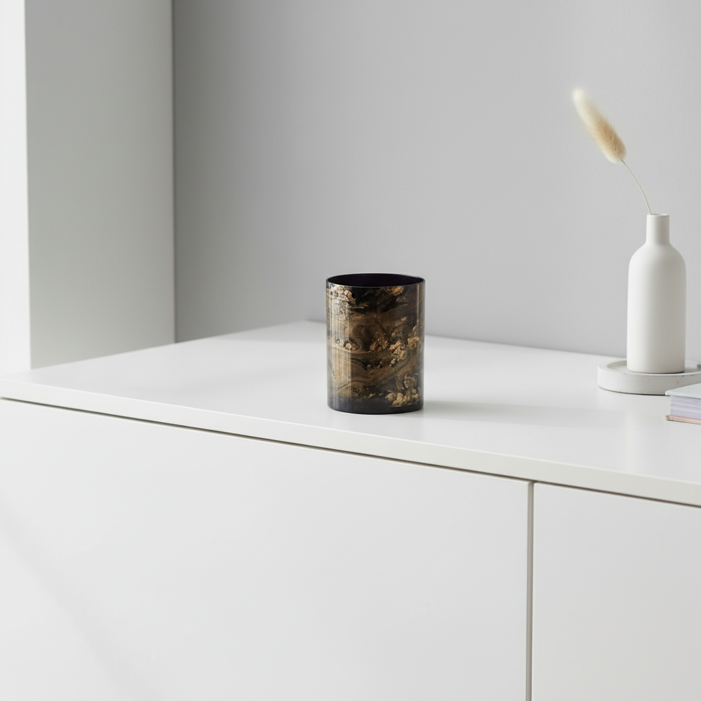 Gaia Black And Gold Small Candle Holder
