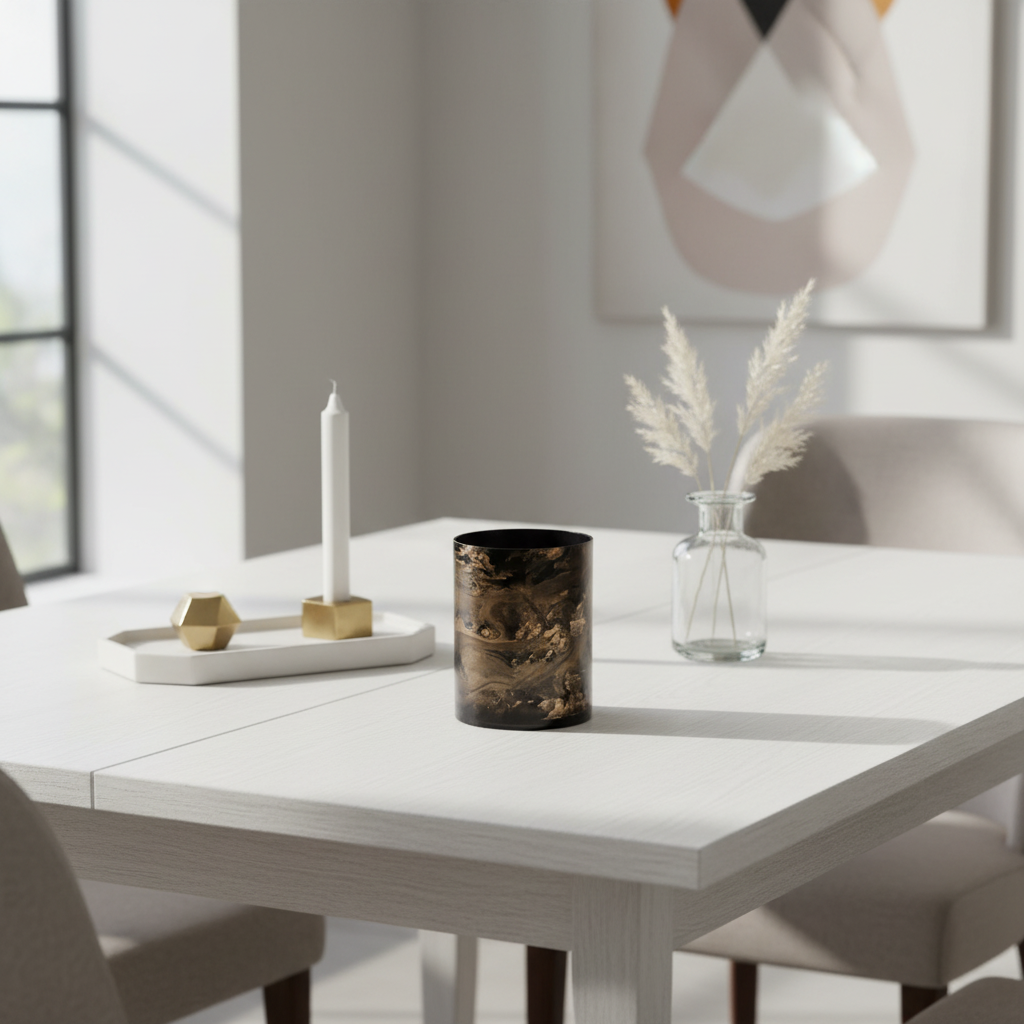 Gaia Black And Gold Small Candle Holder