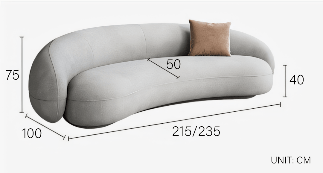 Galen Three Seater Curved Sofa