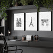 Gallery Wall Framing | Set of 3 Paris Landmarks Wall art Prints