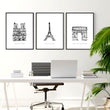 Gallery Wall Framing | Set of 3 Paris Landmarks Wall art Prints