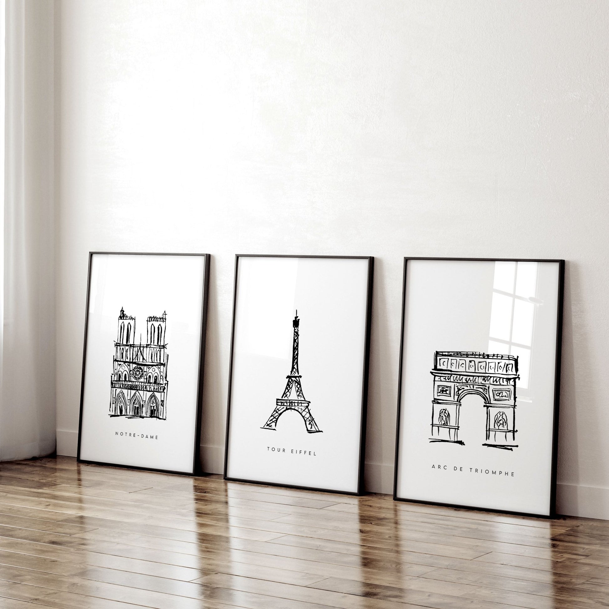 Gallery Wall Framing | Set of 3 Paris Landmarks Wall art Prints