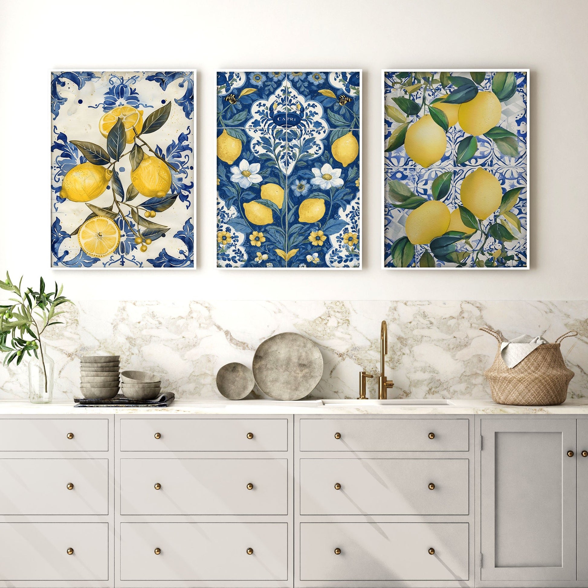 Gallery Wall In Kitchen | Set of 3 Italian Lifestyle Wall art Prints