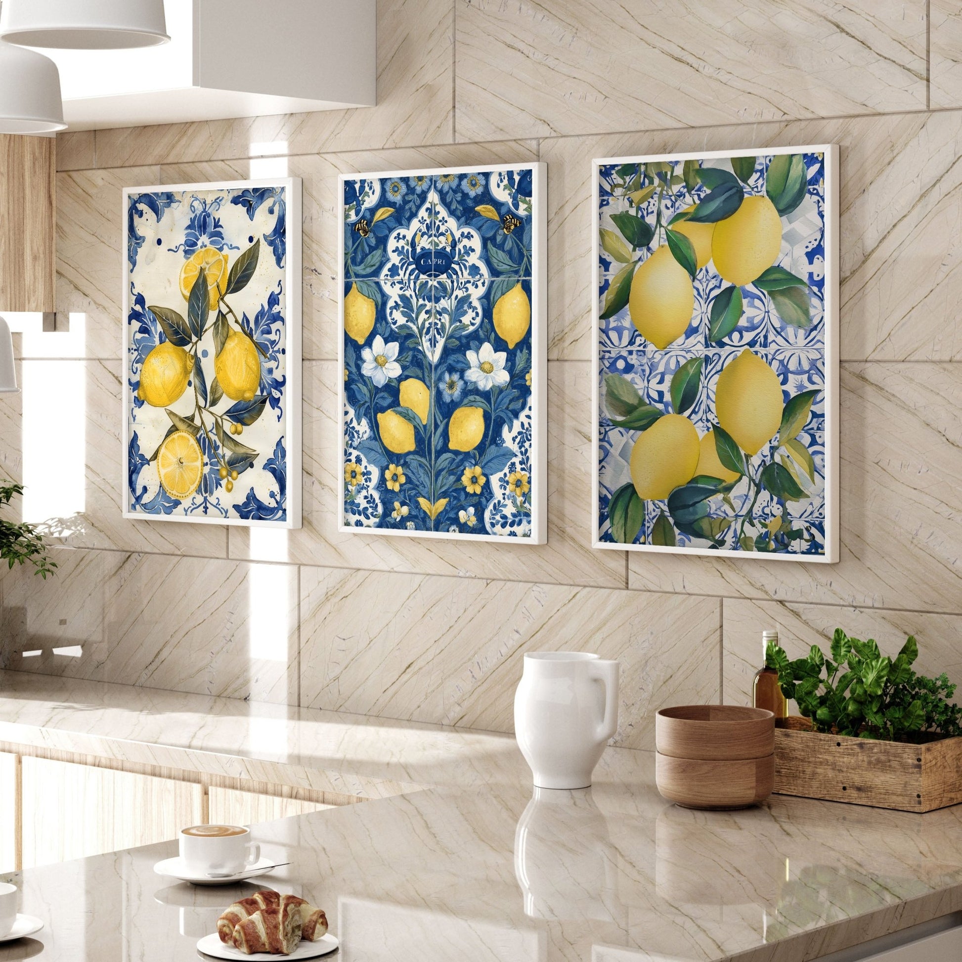 Gallery Wall In Kitchen | Set of 3 Italian Lifestyle Wall art Prints