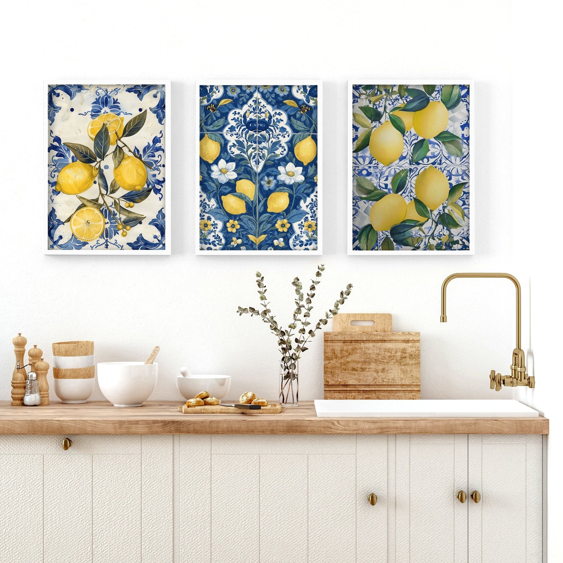 Gallery Wall In Kitchen | Set of 3 Italian Lifestyle Wall art Prints