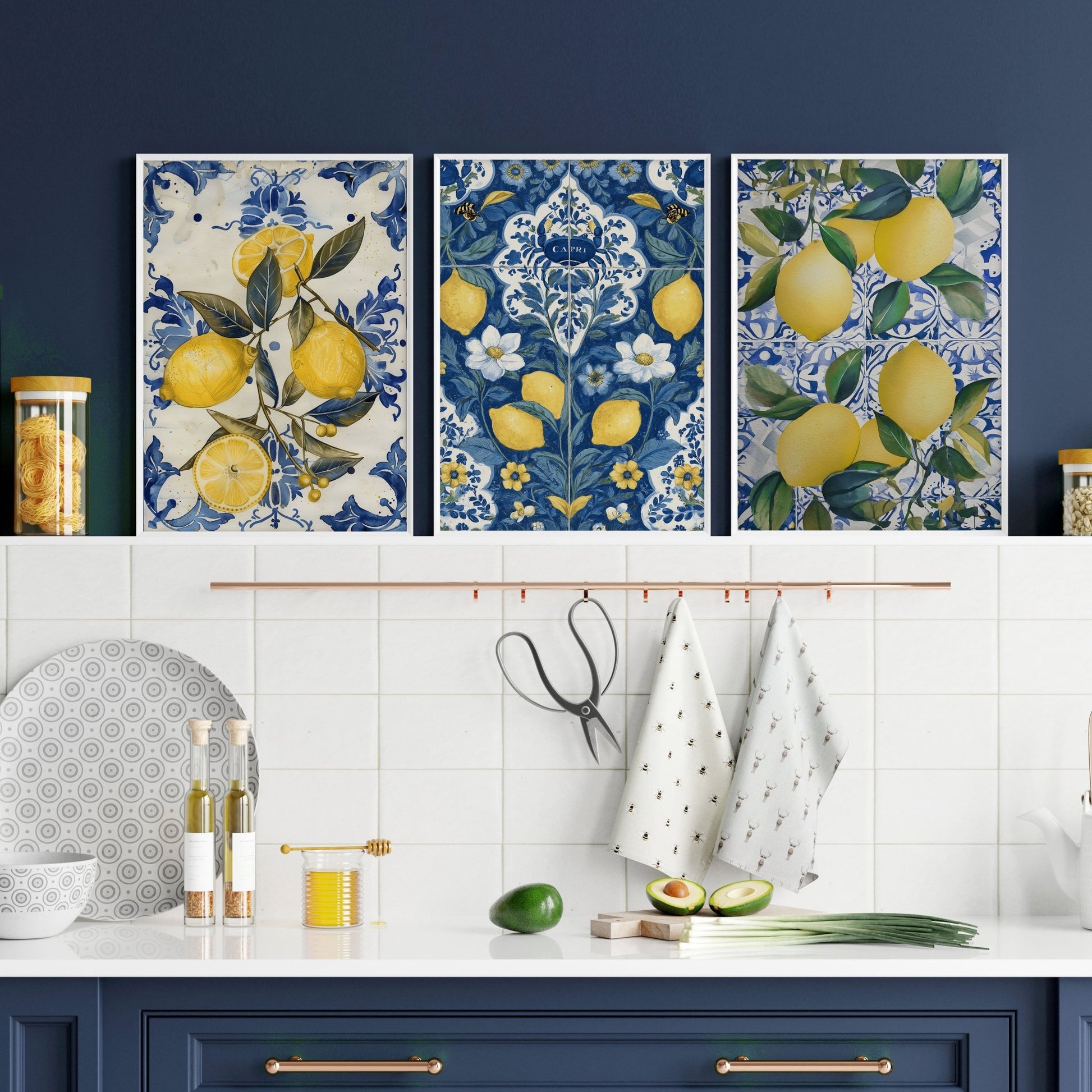 Gallery Wall In Kitchen | Set of 3 Italian Lifestyle Wall art Prints