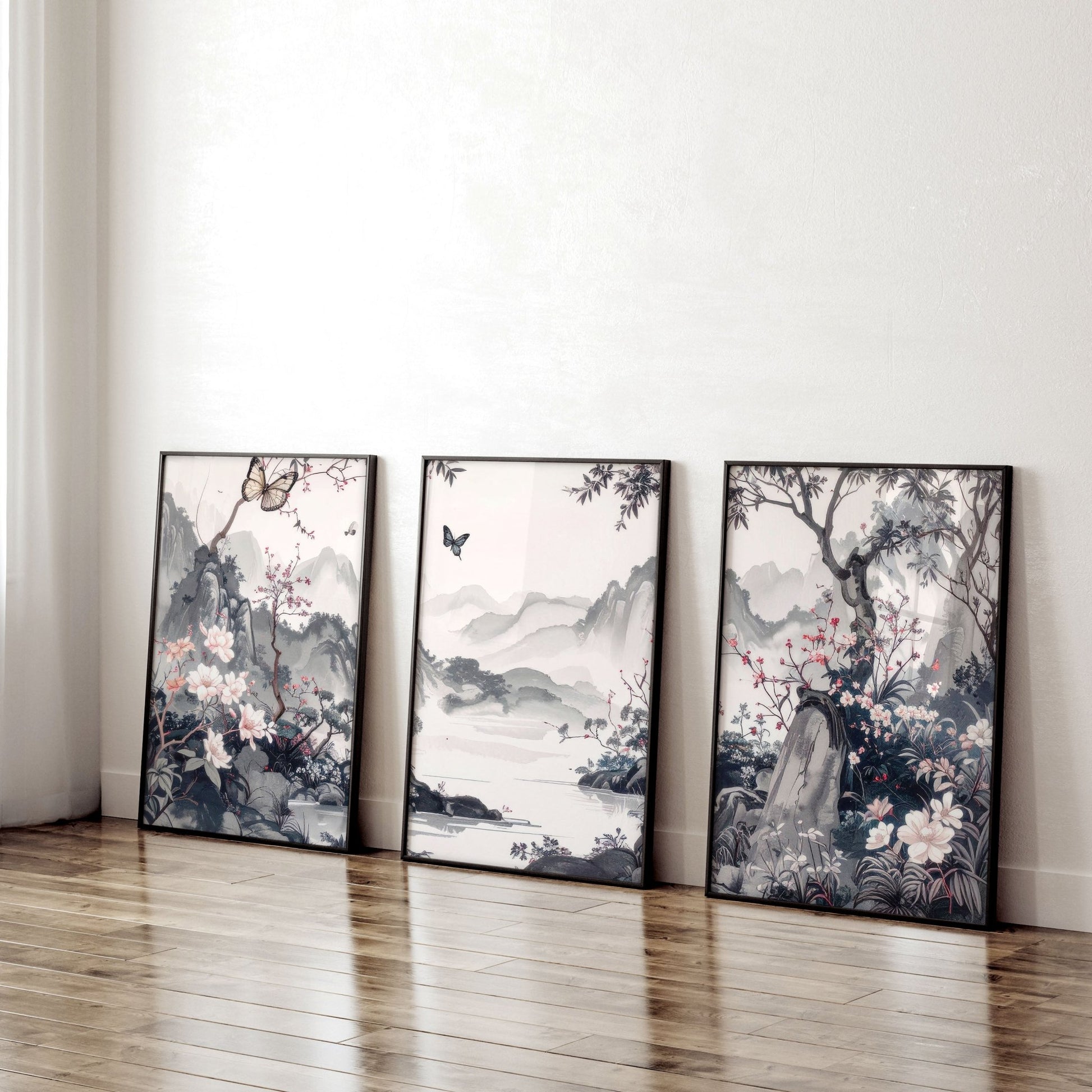 Gallery Wall Prints | Set of 3 Chinoiserie Wall art Prints