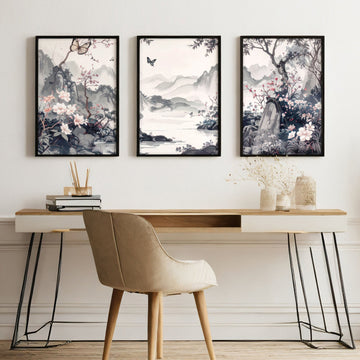 Gallery Wall Prints | Set of 3 Chinoiserie Wall art Prints