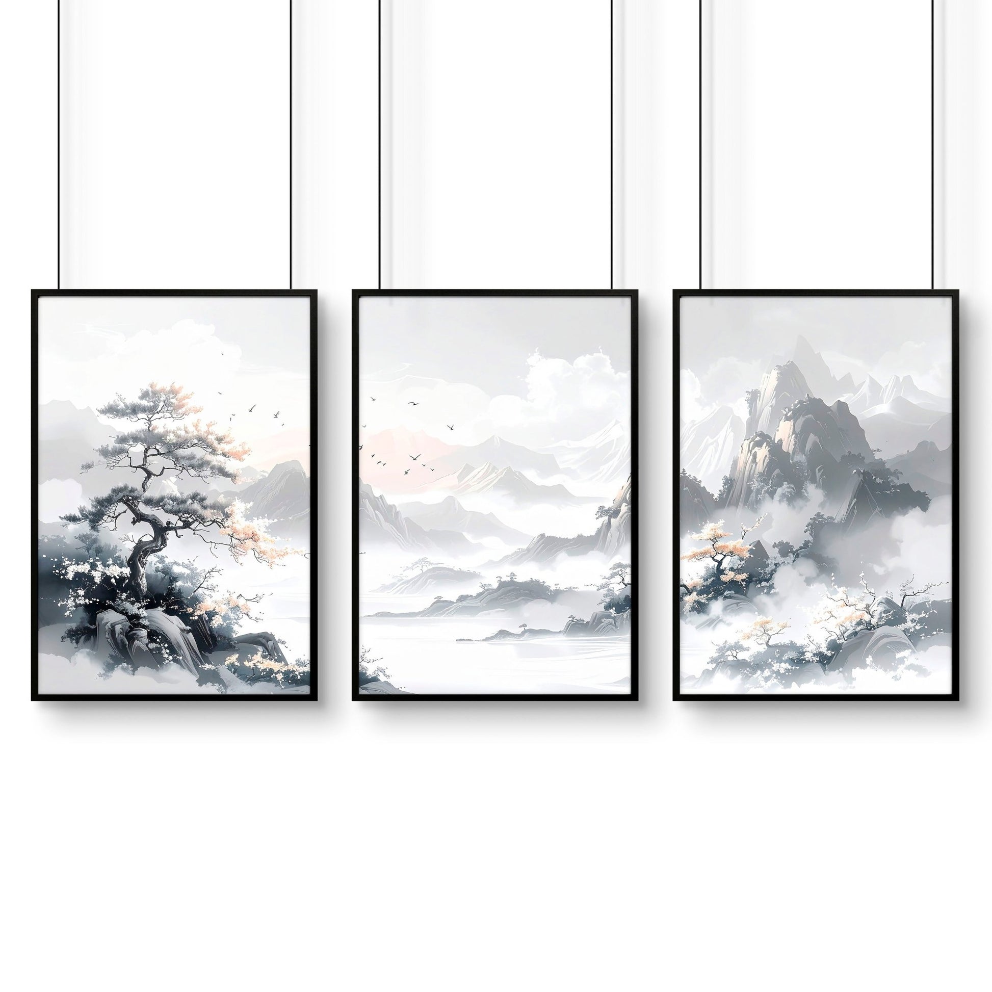 Gallery Wall Set | Set of 3 Asian Inspired Wall art Prints