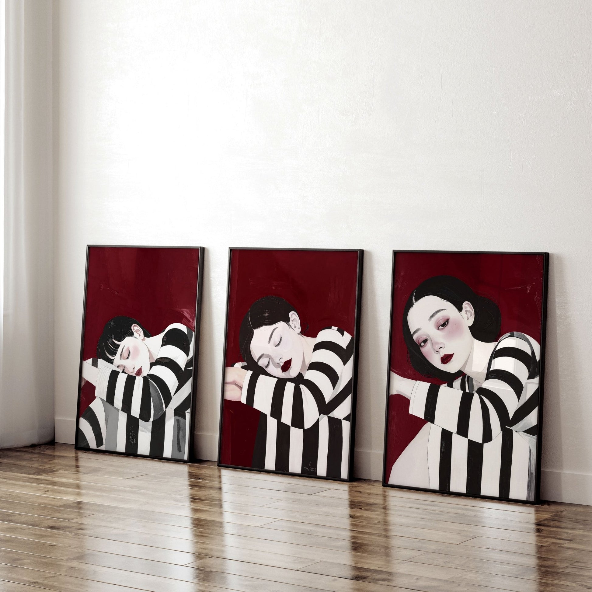 Gallery Walls Living Room | Set of 3 Boho Women Wall art Prints