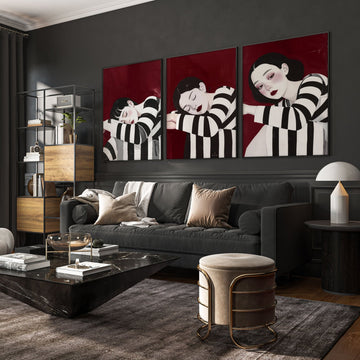 Gallery Walls Living Room | Set of 3 Boho Women Wall art Prints