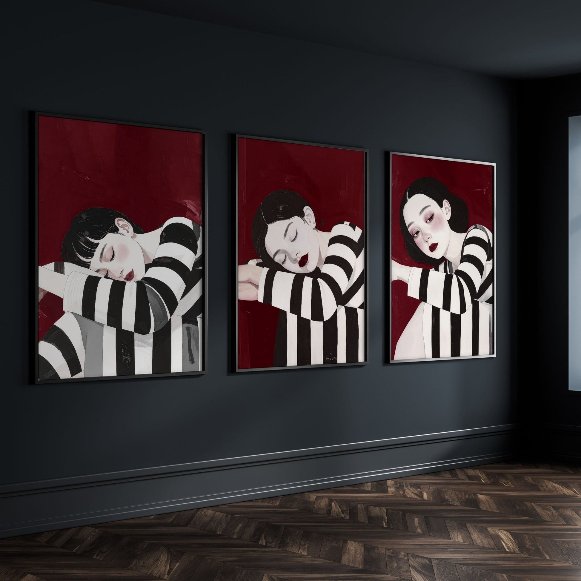 Gallery Walls Living Room | Set of 3 Boho Women Wall art Prints