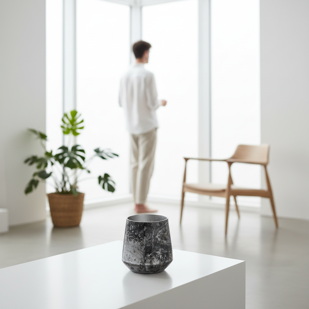 Garan Grey Marble Effect Candle Holder