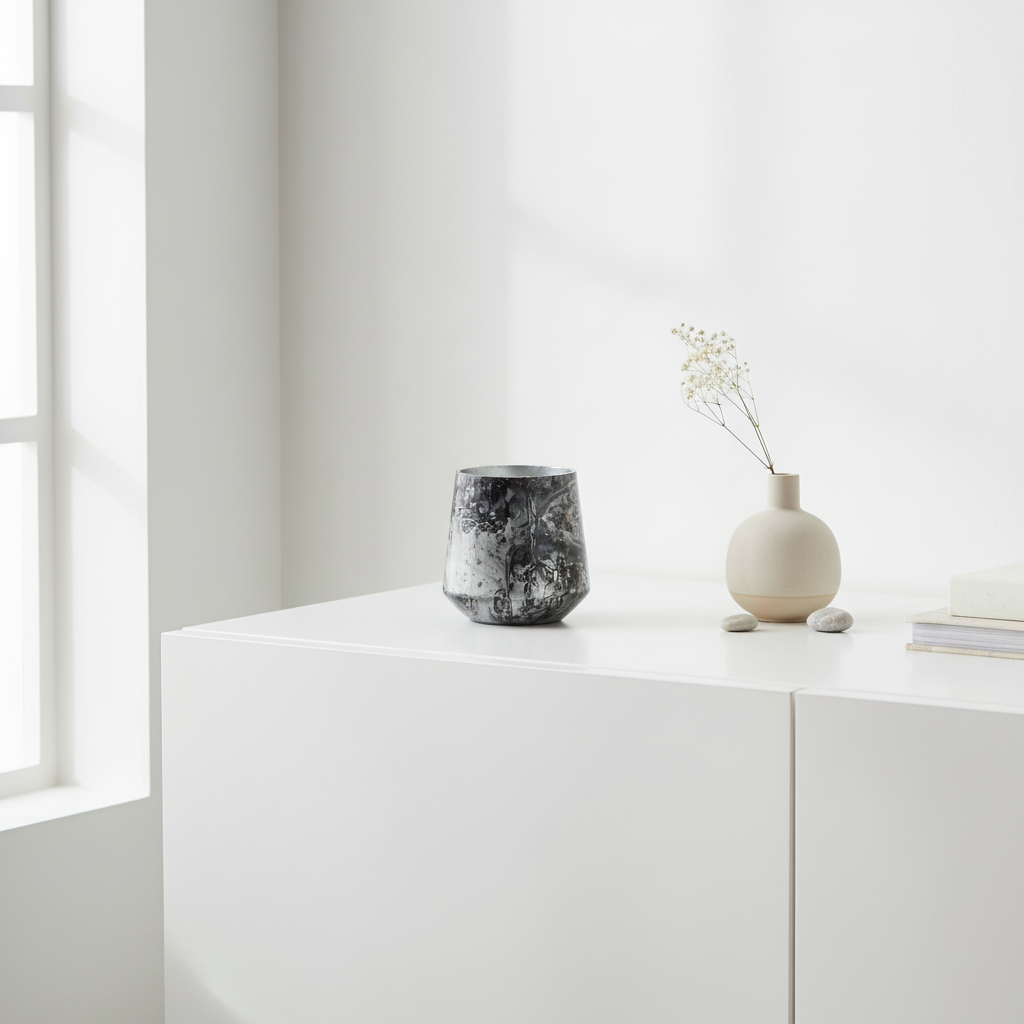 Garan Grey Marble Effect Candle Holder