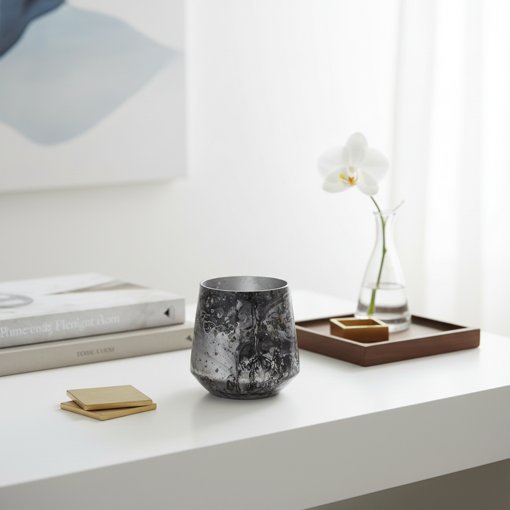 Garan Grey Marble Effect Candle Holder