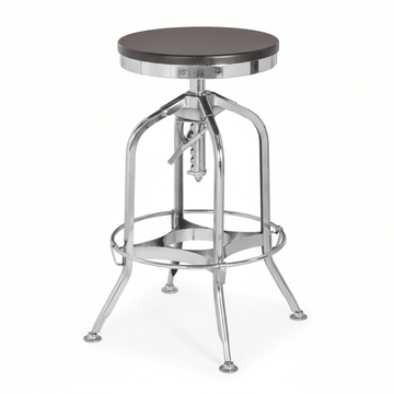 Gator Ash Wood And Silver Chrome Metal Stool