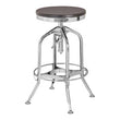 Gator Ash Wood And Silver Chrome Metal Stool