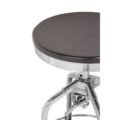 Gator Ash Wood And Silver Chrome Metal Stool