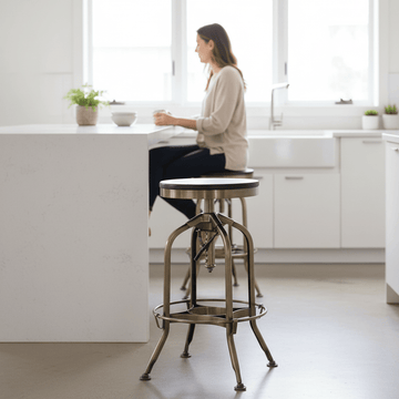 Gator Ash Wood Seat Metallic Stool