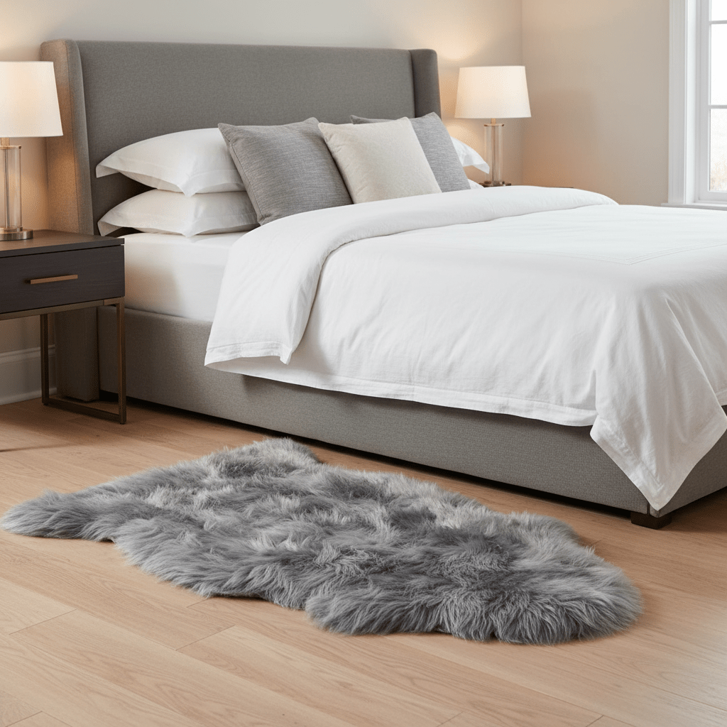 Genuine Grey Sheepskin Faux Fur Rug