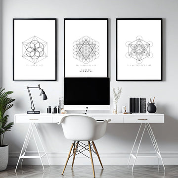 Geometric Wall Art | Set of 3 Sacred Geometry Wall art Prints
