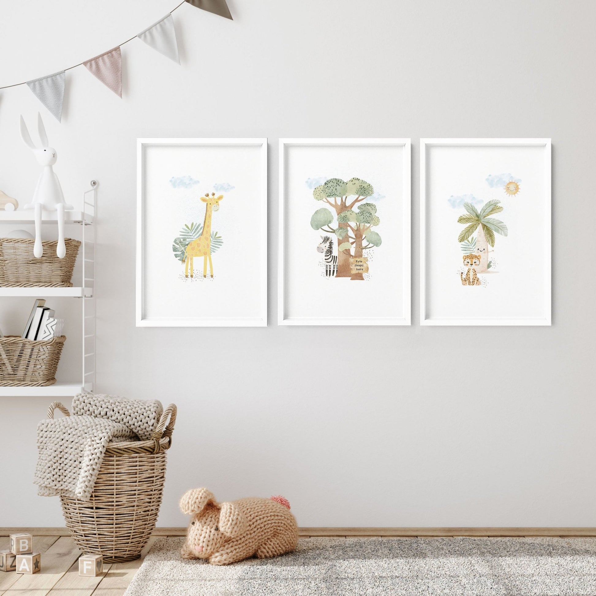 Giraffe Nursery | Set of 3 wall art prints