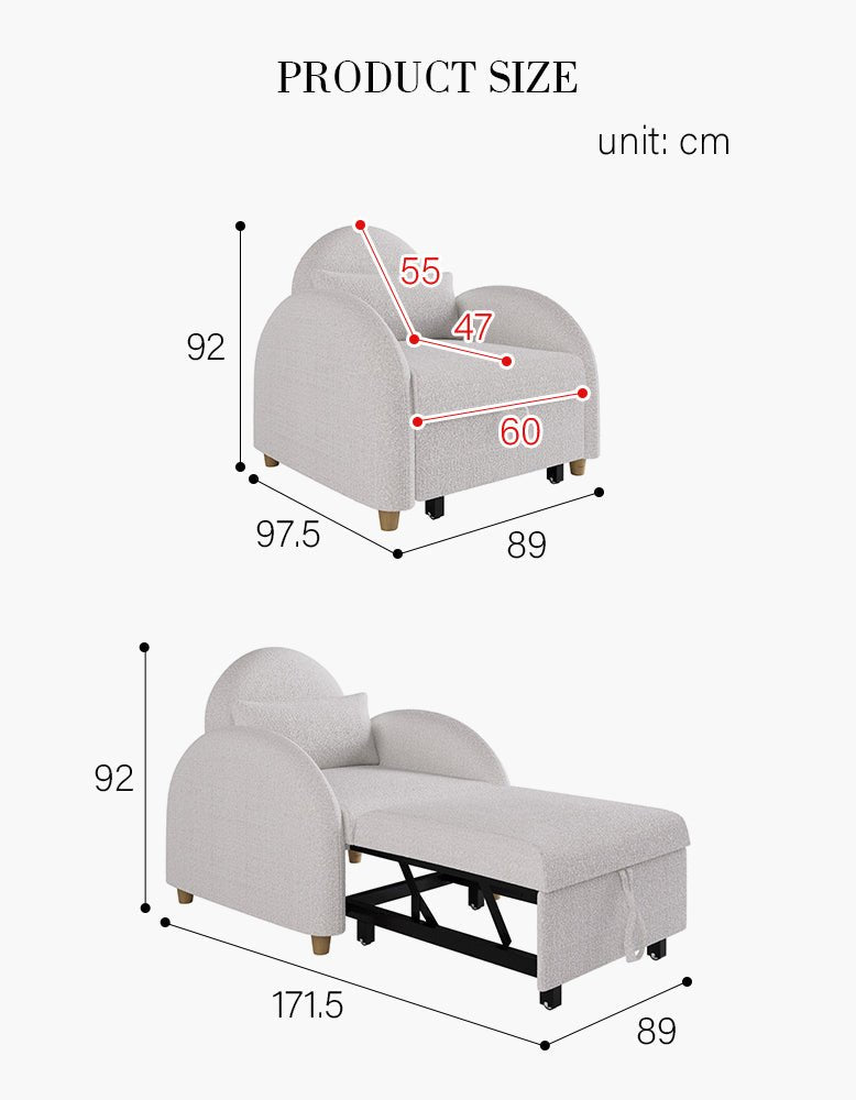 Goh Single Sofa Bed, Boucle