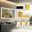 Gold Lighted Bathroom Mirror Rectangular Large LED Lighted Bathroom Mirror Gold Aluminum Frame with Front - lit Adjustable