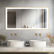 Gold Lighted Bathroom Mirror Rectangular Large LED Lighted Bathroom Mirror Gold Aluminum Frame with Front - lit Adjustable