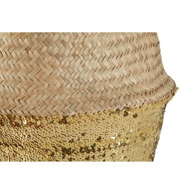 Gold Sequin Medium Seagrass Basket