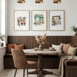 Green Art Cottage Flower Shop wall art displayed on a wall in a styled room — view 2