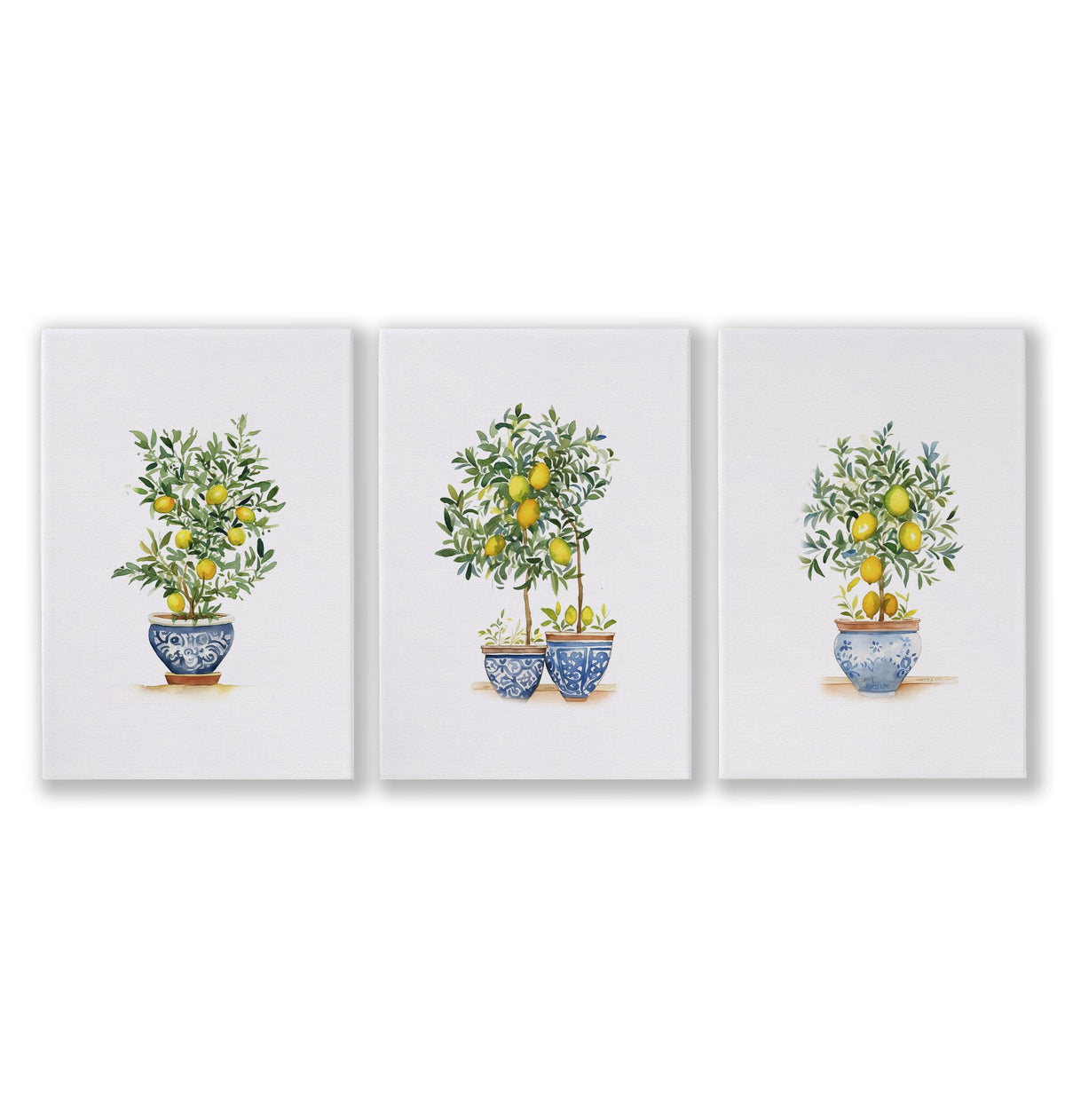 Green Wall Art French Country Lemon Tree Watercolour wall art as a wrapped canvas