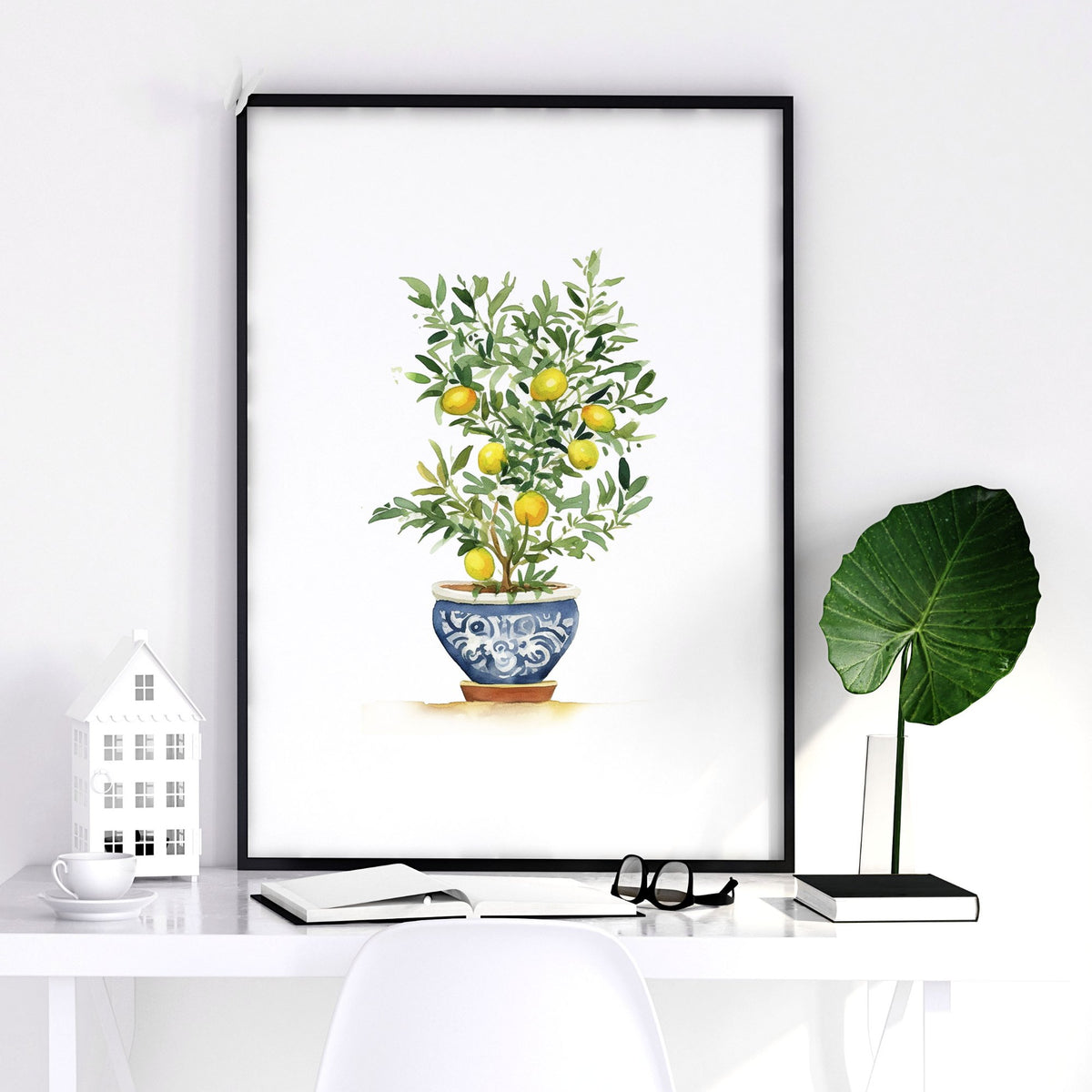 Green Wall Art French Country Lemon Tree Watercolour wall art — piece 1 of 3 in the set