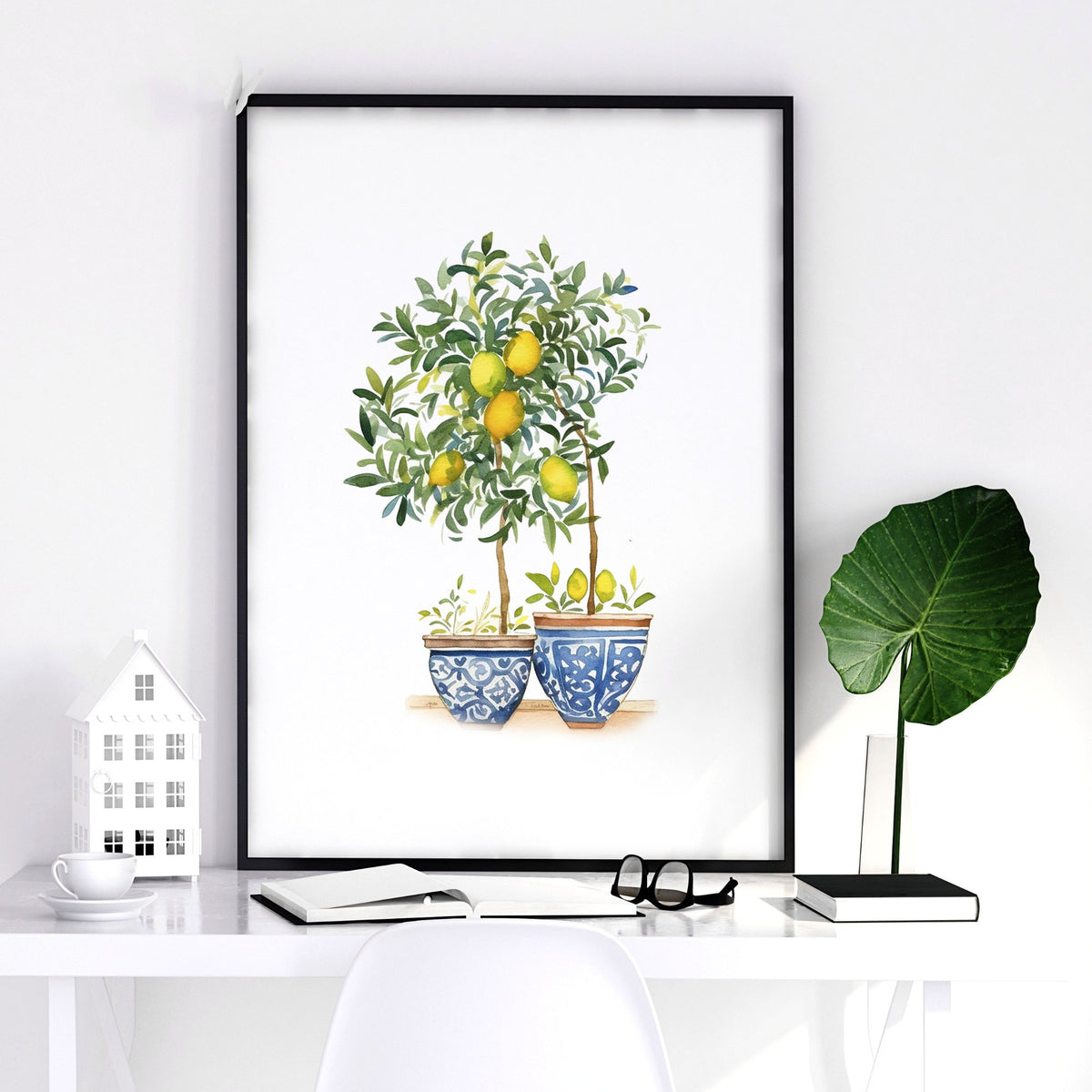 Green Wall Art French Country Lemon Tree Watercolour wall art — piece 2 of 3 in the set