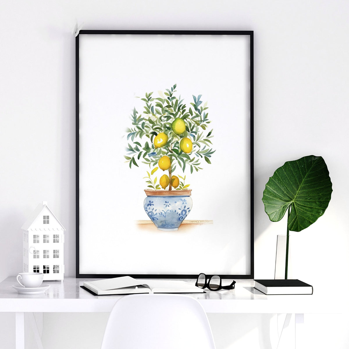 Green Wall Art French Country Lemon Tree Watercolour wall art — piece 3 of 3 in the set