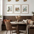 Green Wall Canvas Art Cottage Flower Shop Illustration wall art displayed on a wall in a styled room