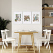 Green Wall Canvas Art Cottage Flower Shop Illustration wall art displayed on a wall in a styled room — view 3