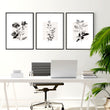 Grey Wall Hanging French Country Botanical Floral & Leaf Art wall art displayed on a wall in a styled room