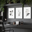 Grey Wall Hanging French Country Botanical Floral & Leaf Art wall art displayed on a wall in a styled room — view 5