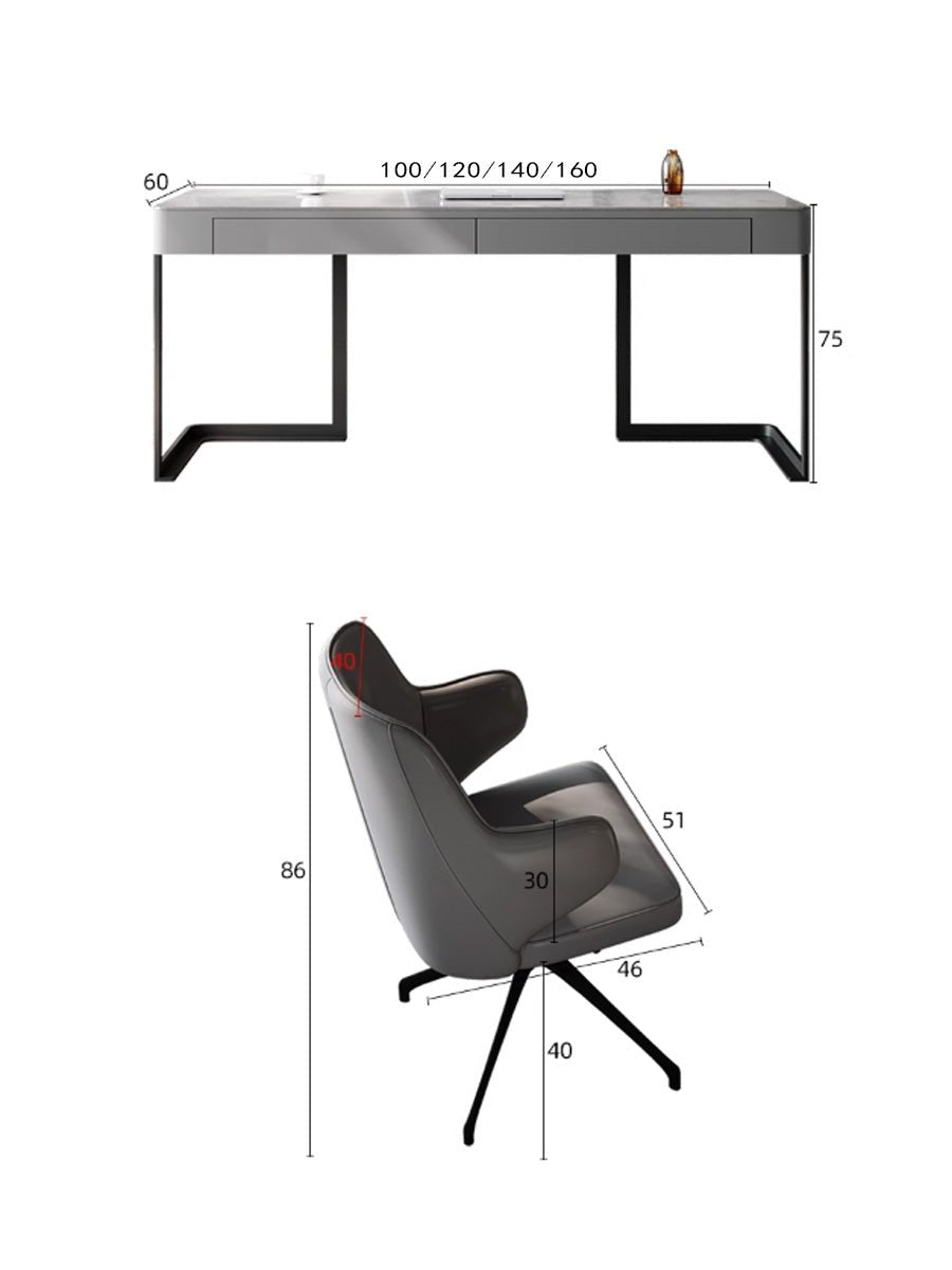 Hadley Office Desk, Sintered Stone