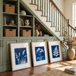 Hallway Wall Art Indigo Cyanotype Botanical wall art displayed on a wall in a styled room — view 2