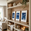 Hallway Wall Art Indigo Cyanotype Botanical wall art displayed on a wall in a styled room — view 3